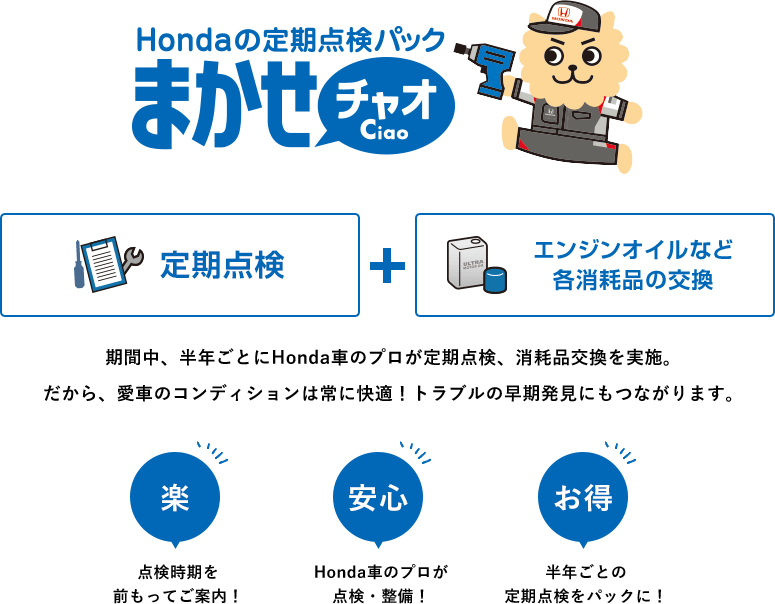 公式 定期点検パック まかせチャオ 点検 整備 Honda Cars 千葉